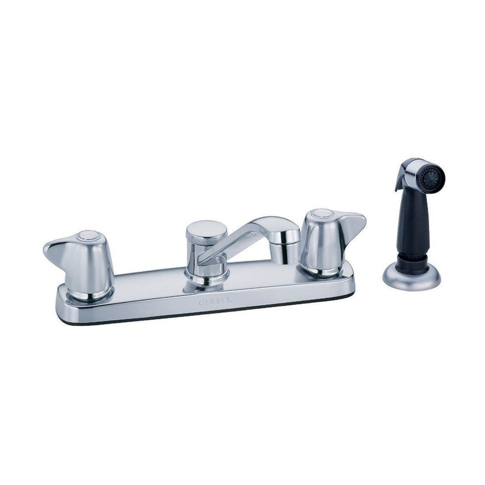 Maxwell 2H Kitchen Faucet w/ Metal Handles Spray & 8'' D-Tube Spout 1.75gpm Aeration/2.2gpm Spray Chrome
