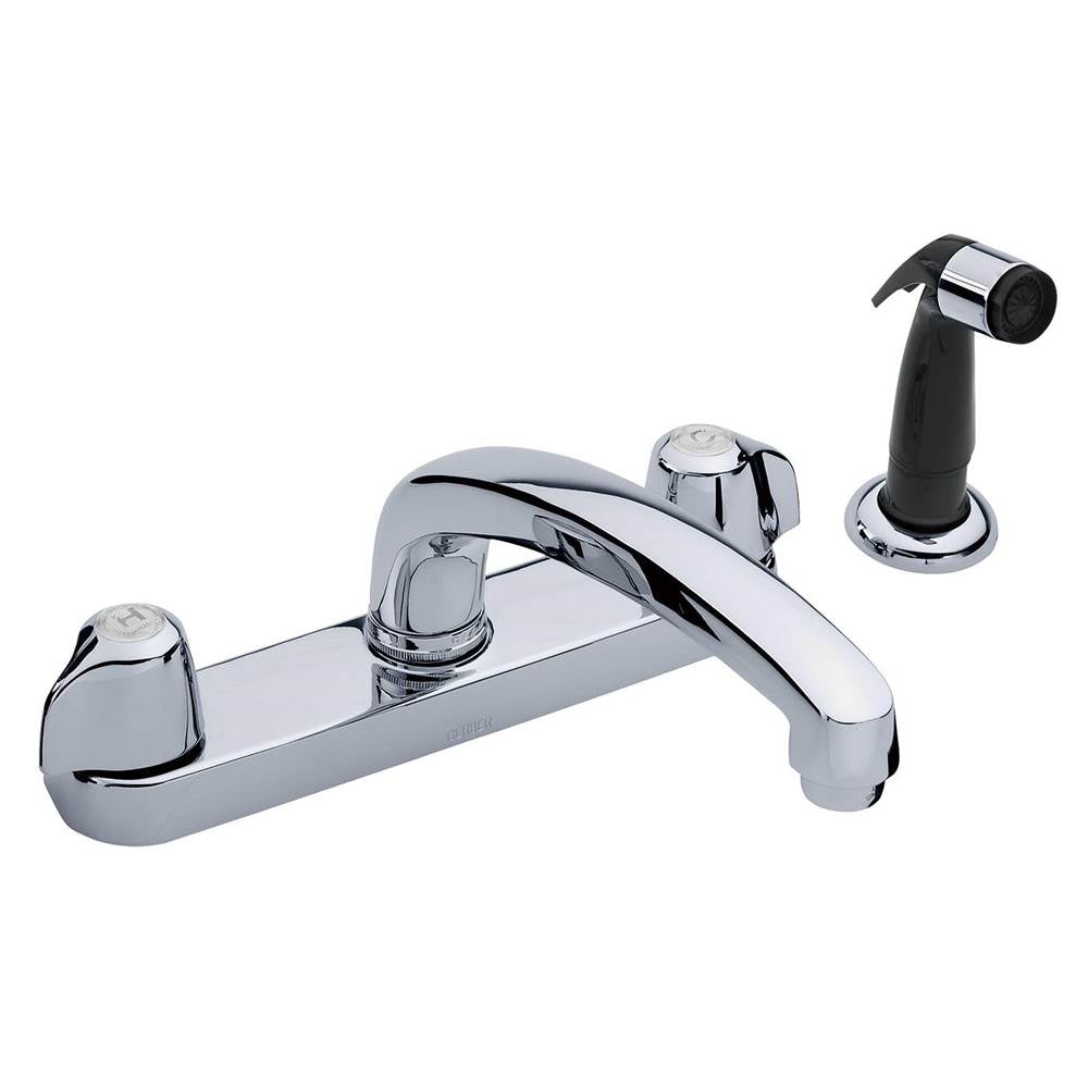 Gerber Classics 2H Kitchen Faucet Deck Plate Mounted w/ Spray 1.75gpm Chrome