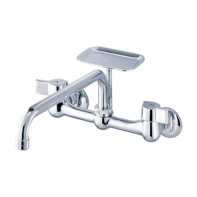 Gerber Plumbing - Gerber Classics 2H Wall Mount Kitchen Faucet w/ 8'' Spout & Soap Dish 1.75gpm Chrome - Chrome