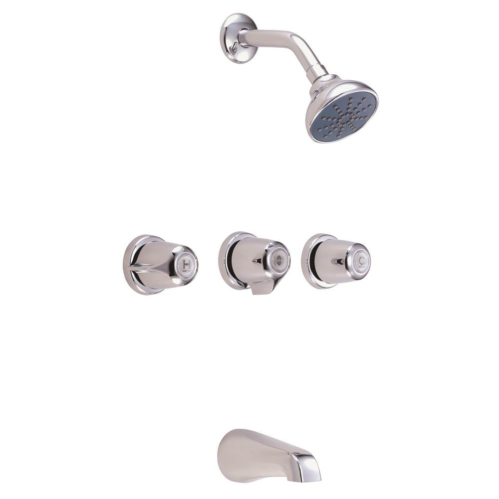 Gerber Classics Three Handle Sliding Sleeve Escutcheon Tub & Shower Fitting with IPS/Sweat Connections & Threaded Spout 1.75gpm Chrome