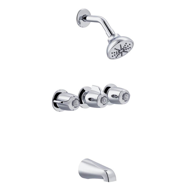 Gerber Plumbing - Gerber Classics Three Handle Sliding Sleeve Escutcheon Tub & Shower Fitting with Sweat Connections & Threaded Spout 1.75gpm Chrome - Chrome