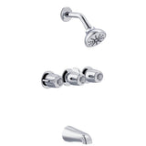 Gerber Plumbing - Gerber Classics Three Handle Sliding Sleeve Escutcheon Tub & Shower Fitting with IPS/Sweat Connections & Threaded Spout 1.75gpm Chrome - Chrome