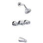 Gerber Plumbing - Gerber Classics Three Handle Threaded Escutcheon Tub & Shower Fitting with IPS/Sweat Connections & Threaded Spout 1.75gpm Chrome - Chrome