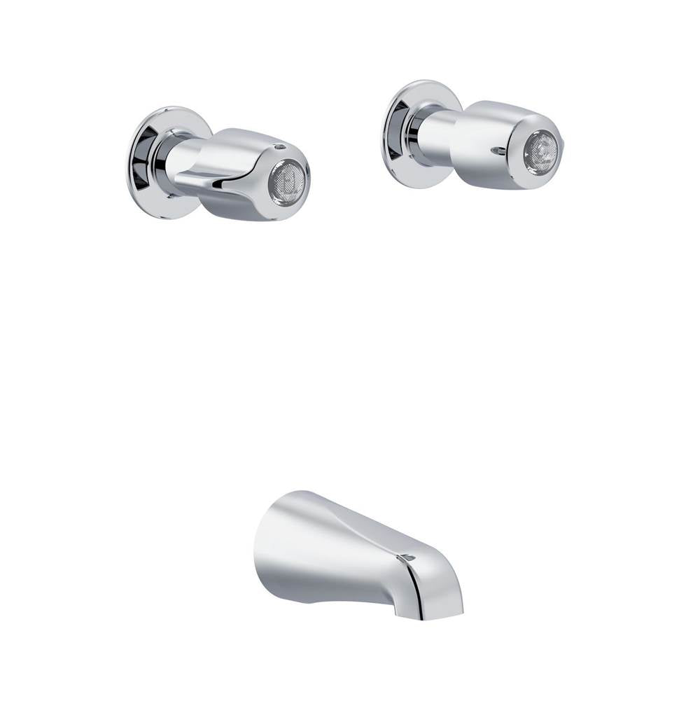 Gerber Plumbing - Gerber Classics 2H Tub Fitting w/ Sliding Sleeve Escutcheon Tub Spout 8'' Centers Chrome - Chrome