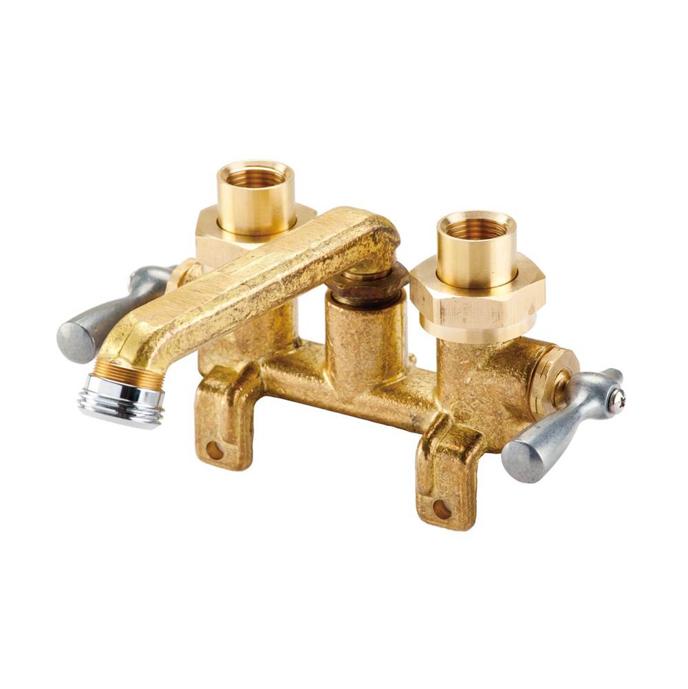 Gerber Plumbing - Gerber Classics 2H Laundry Faucet w/ Threaded Legs & IPS/Sweat Connections -Threaded Spout Rough Brass - Rough Brass