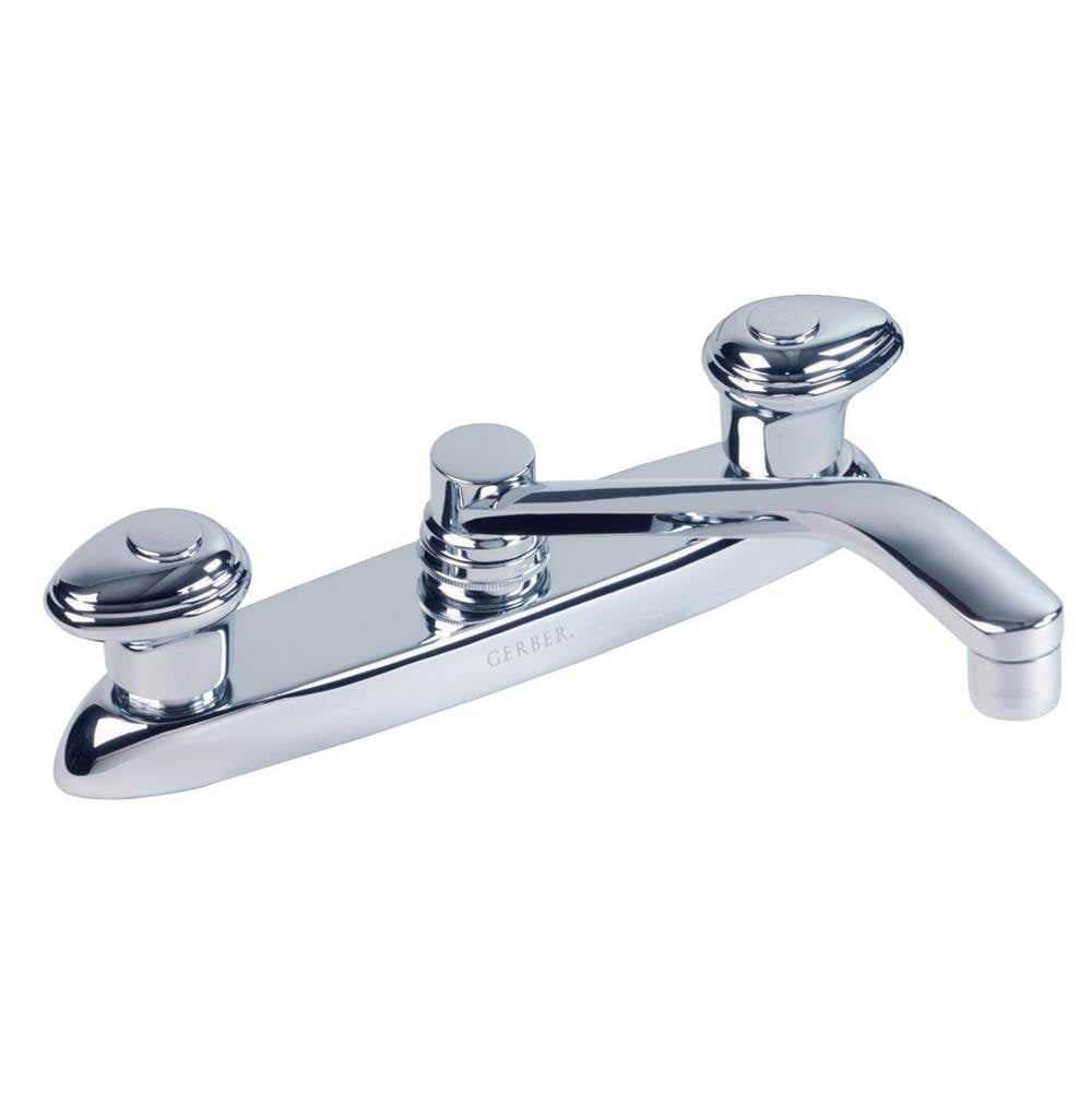 Gerber Hardwater 2H Kitchen Faucet Deck Plate Mounted w/ 10'' D-Tube Spout 1.75gpm Chrome