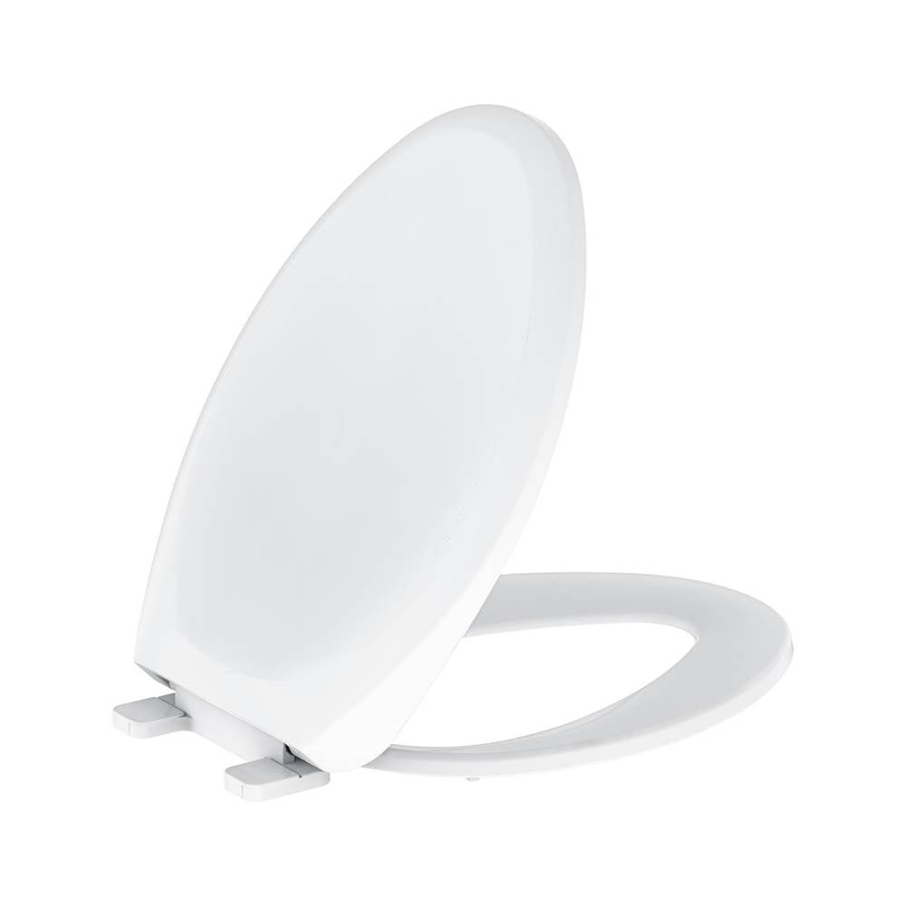 Elongated Non-Slow Close Toilet Seat with Adjustable Mounting White