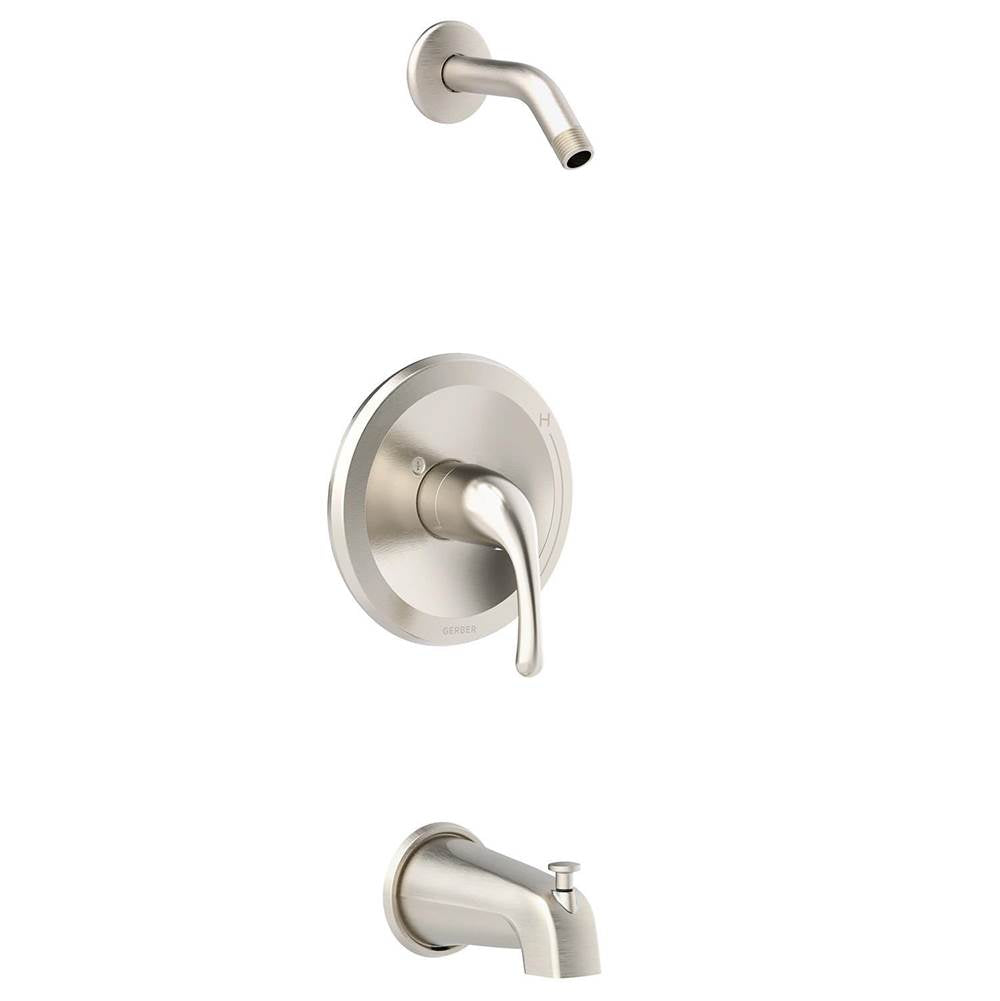 Gerber Plumbing - Maxwell 1H Tub & Shower Trim Kit & Treysta Cartridge Less Showerhead Brushed Nickel - Brushed Nickel