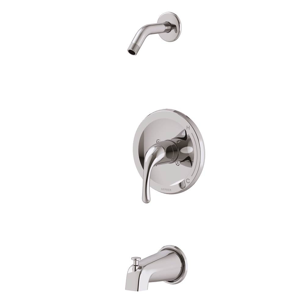 Gerber Plumbing - Maxwell 1H Tub & Shower Trim Kit & Treysta Cartridge Less Showerhead Chrome - Chrome