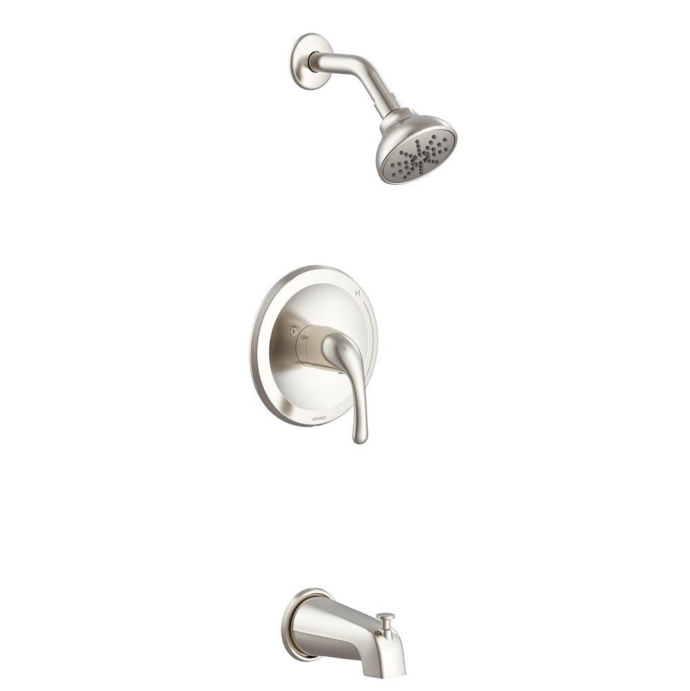 Gerber Plumbing - Maxwell 1H Tub & Shower Trim Kit & Treysta Cartridge w/Diverter on Spout 1.75gpm Brushed Nickel - Brushed Nickel