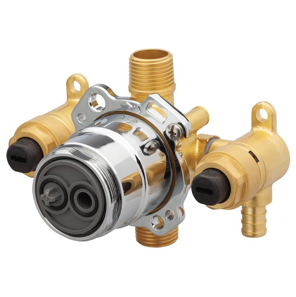 Gerber Plumbing - Treysta Tub & Shower Valve- Vertical Inputs WITH Stops- Crimp Pex - Chrome