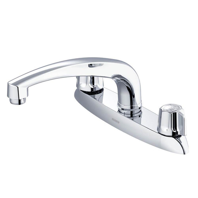 Gerber Plumbing - Gerber Classics 2H Kitchen Faucet Deck Plate Mounted w/out Spray & w/ Metal Fluted Handles 1.75gpm Chrome - Chrome