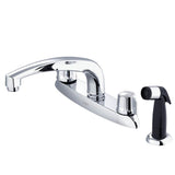 Gerber Plumbing - Gerber Classics 2H Kitchen Faucet Deck Plate Mounted w/ Spray & w/ Metal Fluted Handles 1.75gpm Chrome - Chrome