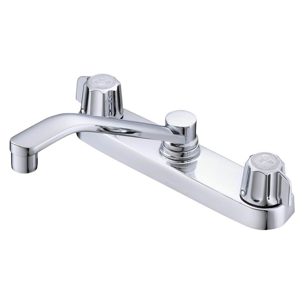 Gerber Plumbing - Gerber Classics 2H Kitchen Faucet Deck Plate Mounted w/out Spray & w/ Metal Fluted Handles & D-Tube Spout 1.75gpm Chrome - Chrome