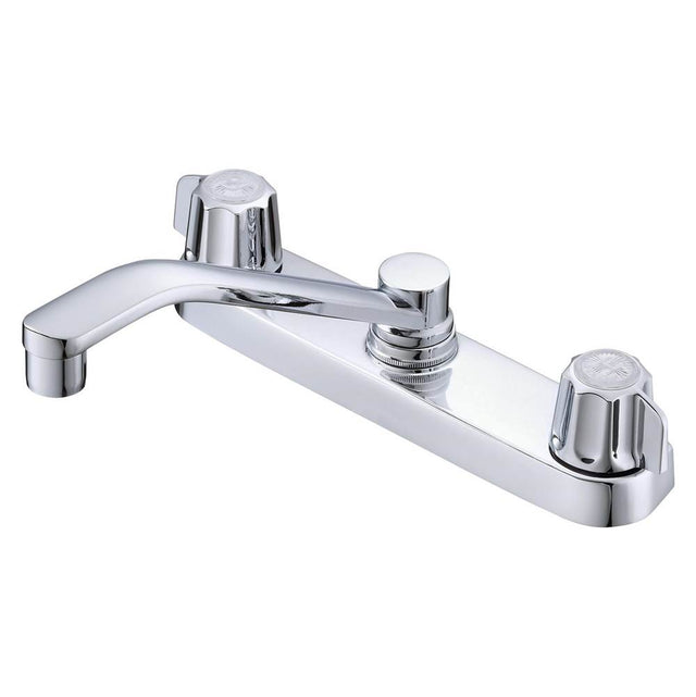 Gerber Plumbing - Gerber Classics 2H Kitchen Faucet Deck Plate Mounted w/out Spray & w/ Metal Fluted Handles & D-Tube Spout 1.75gpm Chrome - Chrome