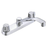 Gerber Classics 2H Kitchen Faucet Deck Plate Mounted w/out Spray & w/ Metal Fluted Handles & D-Tube Spout 1.75gpm Chrome