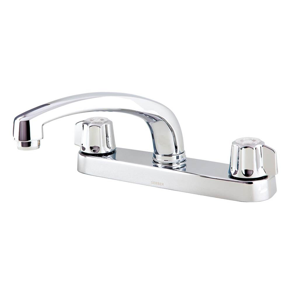 Gerber Plumbing - Gerber Classics 2H Kitchen Faucet Deck Plate Mounted w/out Spray & w/ Metal Fluted Handles 1.75gpm Chrome. Compression cartridge - Chrome