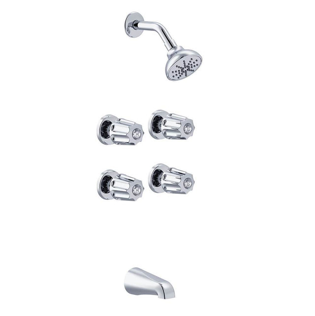 Gerber Plumbing - Gerber Classics Four Metal Fluted Handle Tub & Shower Fitting 1.75gpm Chrome - Chrome