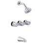 Gerber Plumbing - Gerber Classics Three Metal Fluted Handle Sliding Sleeve Escutcheon Tub & Shower Fitting with IPS/Sweat Connections & Threaded Spout 1.75gpm Chrome - Chrome