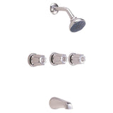 Gerber Classics Three Metal Fluted Handle Threaded Escutcheon Tub & Shower Fitting with IPS/Sweat Connections & Threaded Spout 1.75gpm Chrome