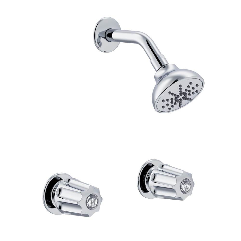 Gerber Plumbing - Gerber Classics Two Metal Fluted Handle Sliding Sleeve Threaded Escutcheon Shower Only Fitting with IPS/Sweat Connections 1.75gpm Chrome - Chrome