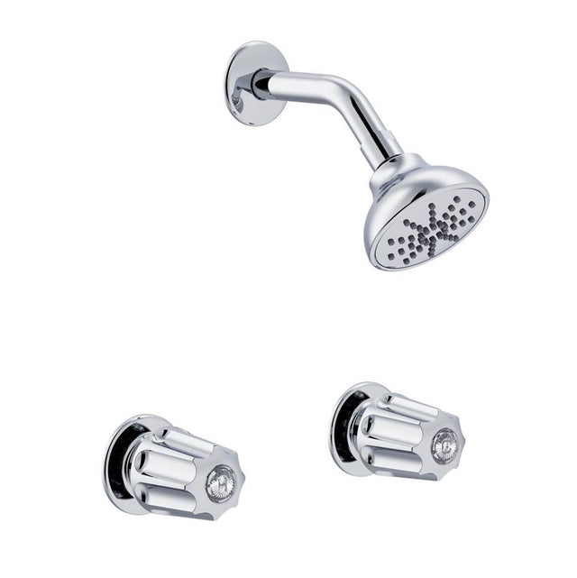 Gerber Plumbing - Gerber Classics Two Metal Fluted Handle Sliding Sleeve Threaded Escutcheon Shower Only Fitting with IPS/Sweat Connections 1.75gpm Chrome - Chrome