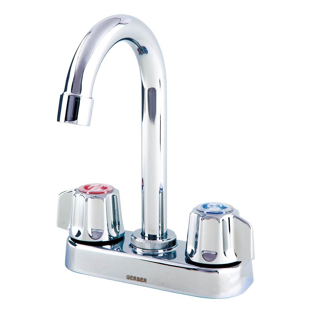 Gerber Plumbing - Gerber Classics 2H Bar Faucet w/ Metal Fluted Handles 1.75gpm Chrome - Chrome