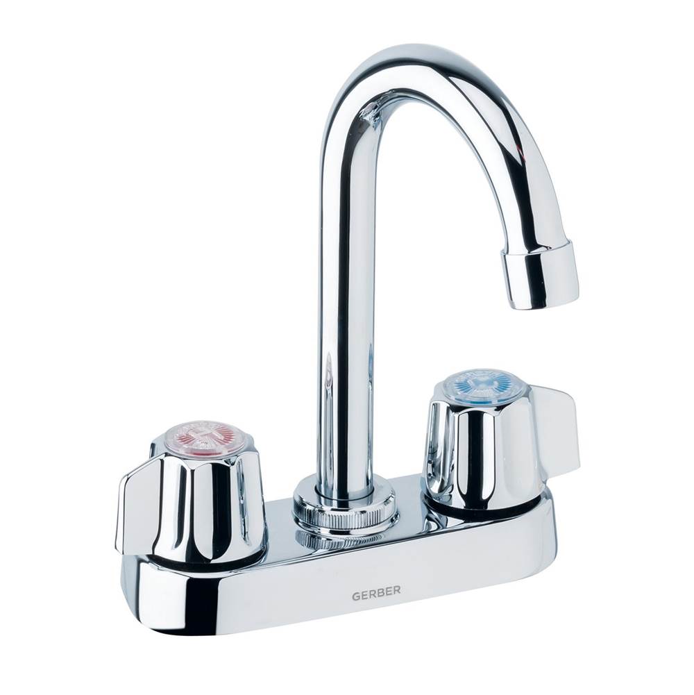 Gerber Classics 2H Bar Faucet w/ Metal Fluted Handles 1.75gpm Chrome