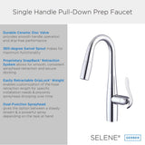 Selene 1H Pull-Down Prep Faucet w/ Snapback 1.75gpm Chrome