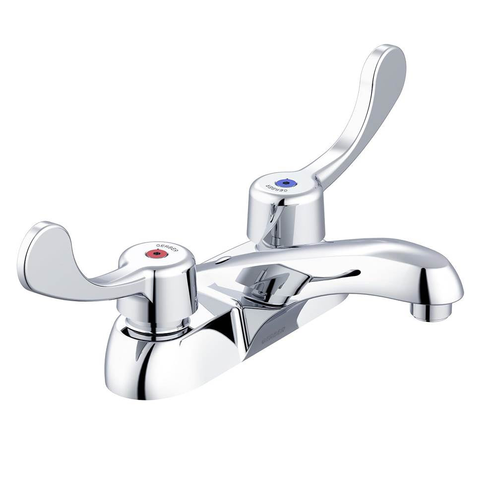 Commercial 2H Centerset Lavatory Faucet w/ Wrist Blade Handles & Less Drain 0.5gpm Chrome