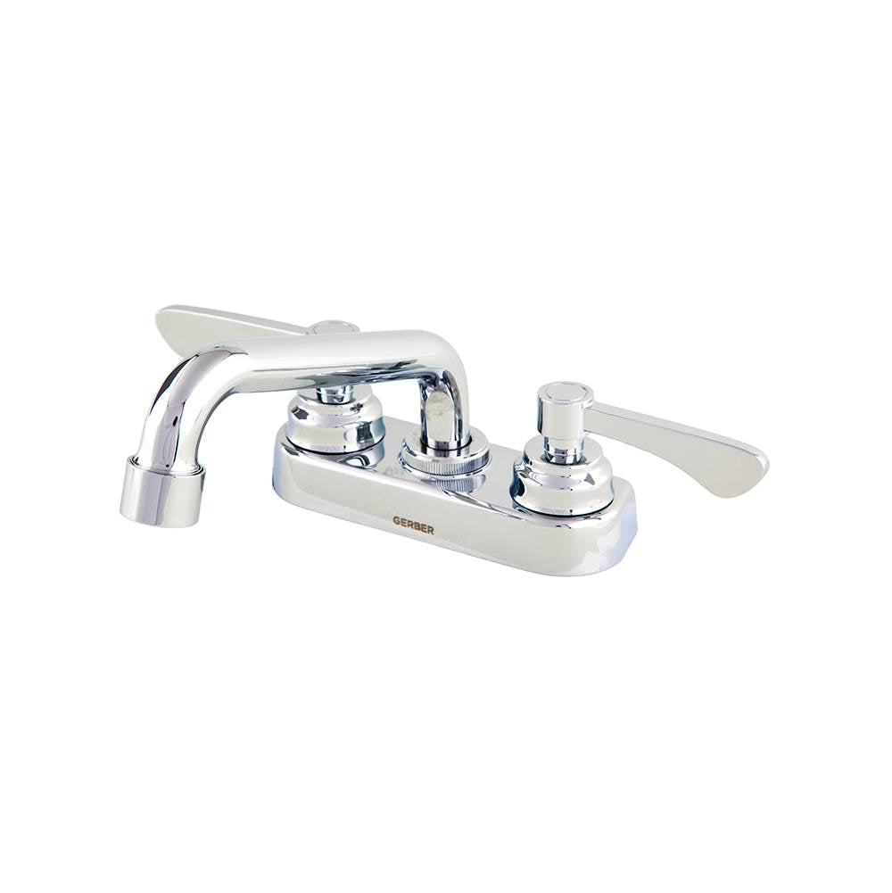 Gerber Plumbing - Commercial 2H Centerset Lavatory Faucet w/ Grid Strainer & Plug 0.5gpm Chrome - Chrome