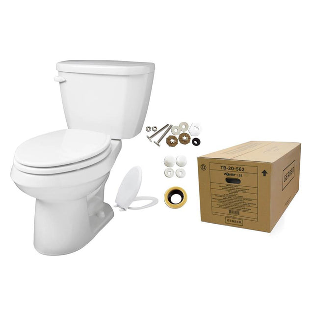 Gerber Plumbing - Viper 1.28gpf Elongated Toilet-in Box (Tank and Bowl) White - White