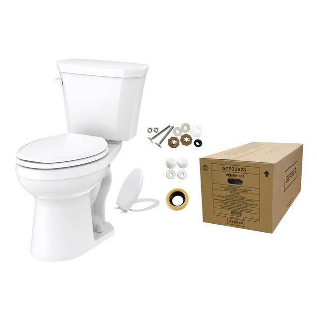 Gerber Plumbing - Viper 1.28gpf ADA Elongated Toilet-in Box (Tank and Bowl) White - White