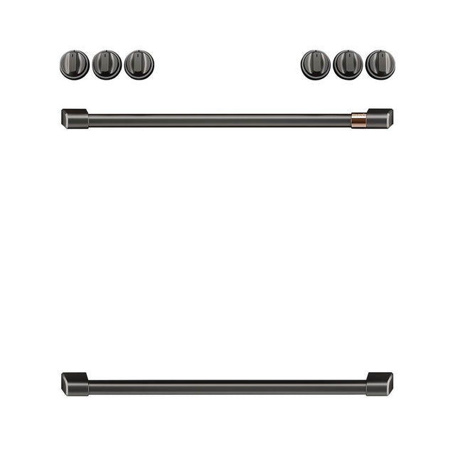 Cafe - Front Control Induction Knobs and Handles - Brushed Black