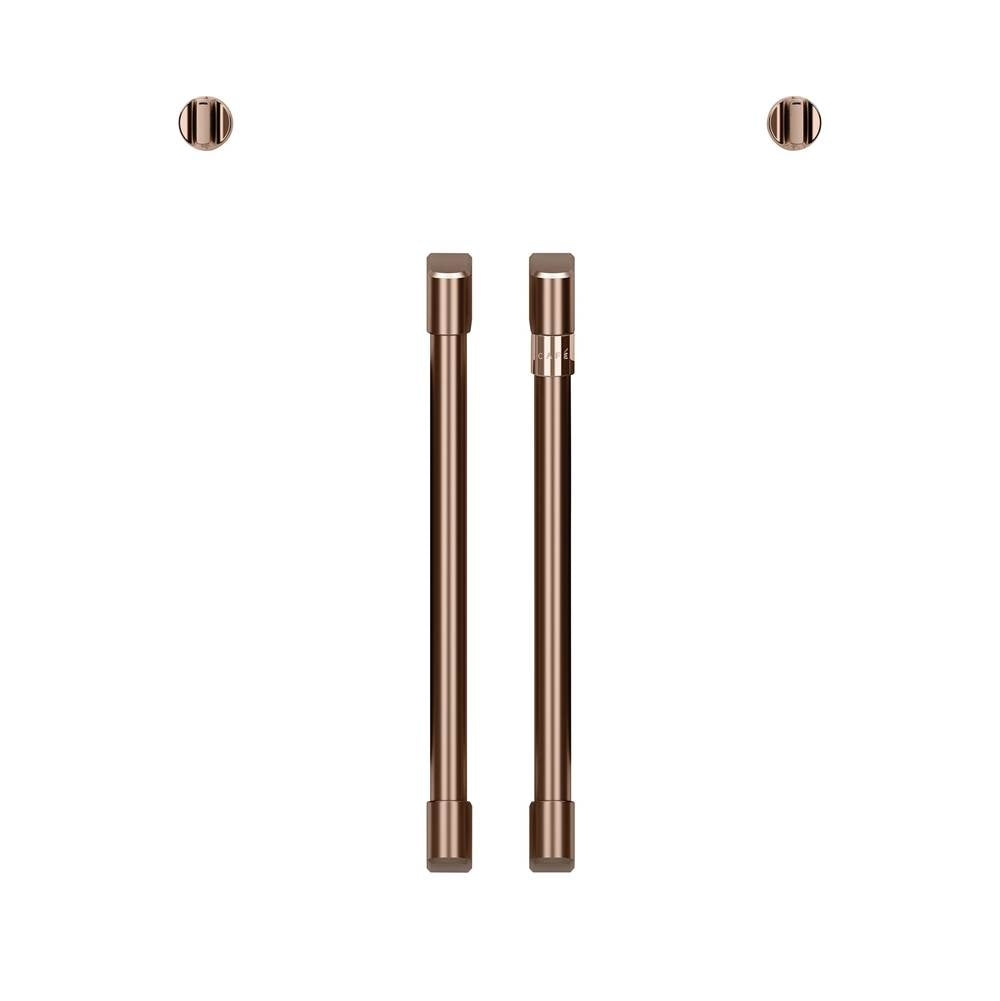 2 French-Door Handles; 2 Knobs - Brushed Copper