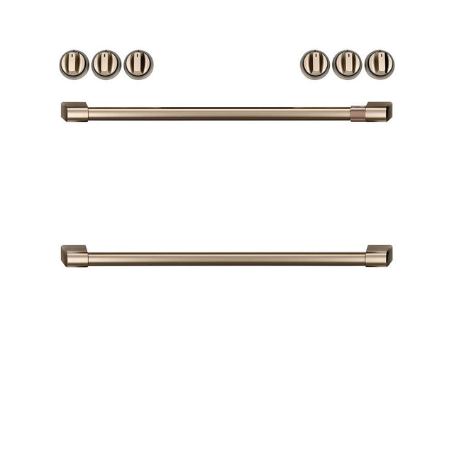 Cafe - Front Control Induction Knobs and Handles - Brushed Bronze