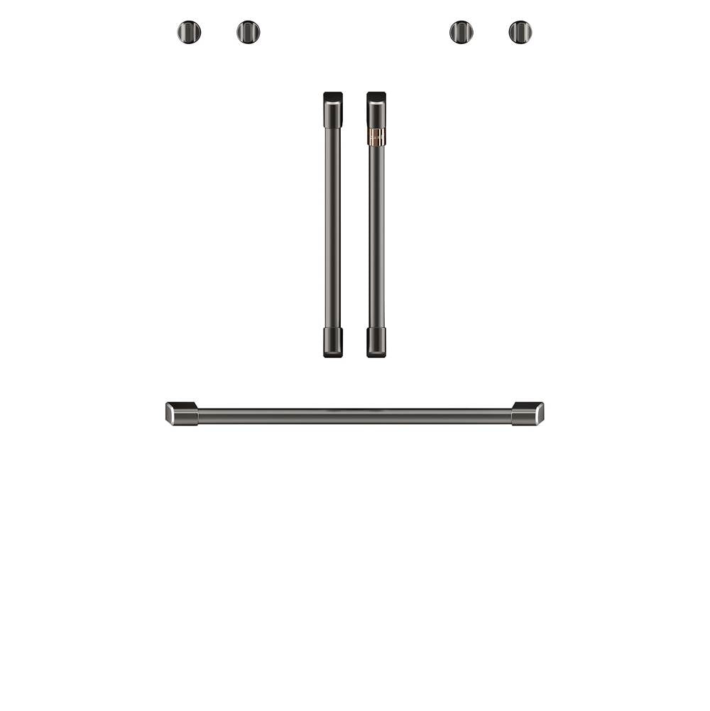 2 French-Door Handles; 1 - 30'' Handle; 4 Knobs - Brushed Black