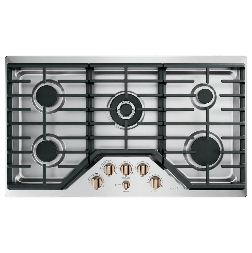 5 Gas Cooktop Knobs - Brushed Bronze
