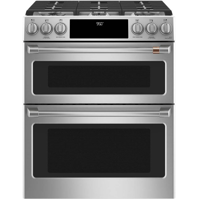 Cafe - Cafe 30'' Smart Slide-In, Front-Control, Dual-Fuel, Double-Oven Range with Convection - Stainless Steel
