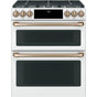 Cafe - Cafe 30'' Smart Slide-In, Front-Control, Dual-Fuel, Double-Oven Range with Convection - Matte White