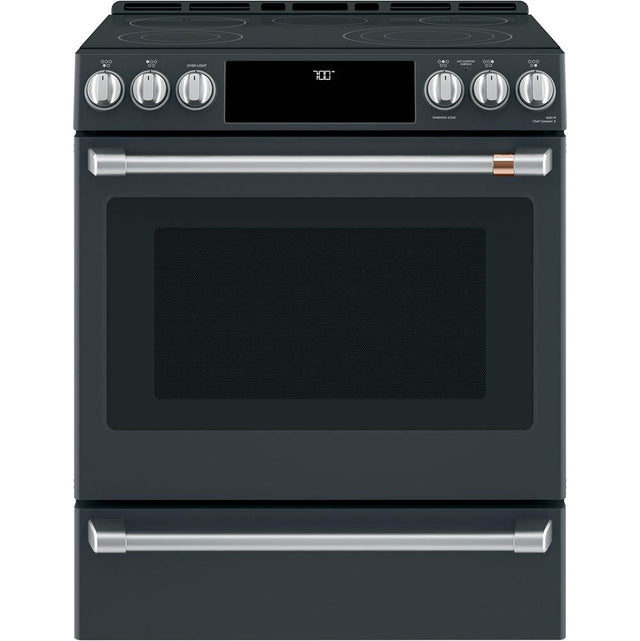 Cafe - Cafe 30'' Smart Slide-In, Front-Control, Radiant and Convection Range - Matte Black