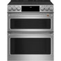 Cafe - Cafe 30'' Smart Slide-In, Front-Control, Radiant and Convection Double-Oven Range - Stainless Steel