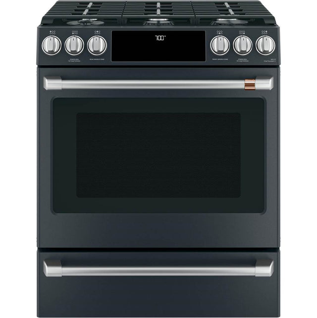 Cafe - Cafe 30'' Smart Slide-In, Front-Control, Gas Range with Convection Oven - Matte Black
