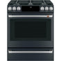 Cafe - Cafe 30'' Smart Slide-In, Front-Control, Gas Range with Convection Oven - Matte Black