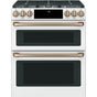 Cafe - Cafe 30'' Smart Slide-In, Front-Control, Gas Double-Oven Range with Convection - Matte White
