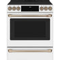 Cafe - Cafe 30'' Smart Slide-In, Front-Control, Induction and Convection Range with Warming Drawer - Matte White