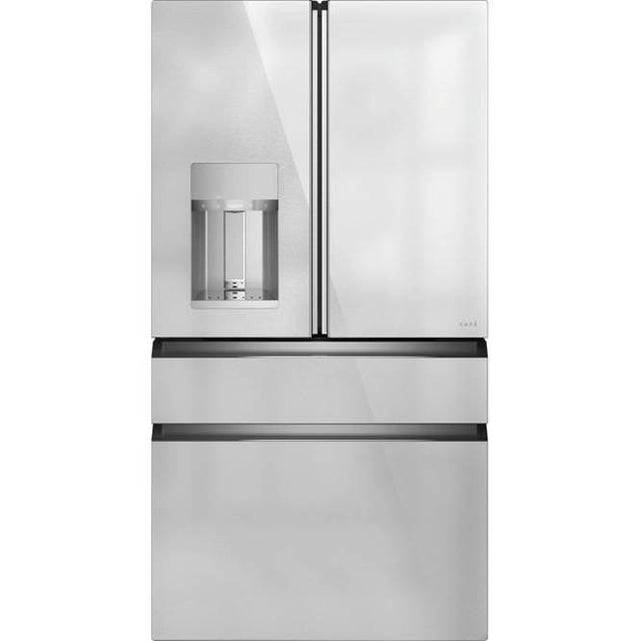 Cafe - Energy Star 22.3 Cu. Ft. Smart Counter-Depth 4-Door French-Door Refrigerator In Platinum Glass - Stainless with Glass Integrated