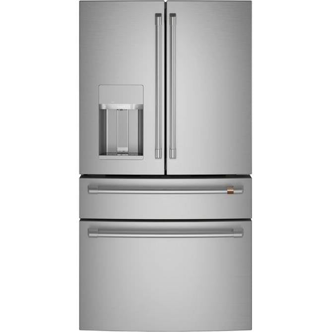 Cafe - Energy Star 22.3 Cu. Ft. Smart Counter-Depth 4-Door French-Door Refrigerator - Stainless with Brushed Stainless