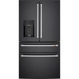 Cafe - Energy Star 22.3 Cu. Ft. Smart Counter-Depth 4-Door French-Door Refrigerator - Matte Black with Brushed Stainless