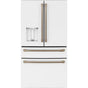 Cafe - Energy Star 22.3 Cu. Ft. Smart Counter-Depth 4-Door French-Door Refrigerator - Matte White with Brushed Bronze